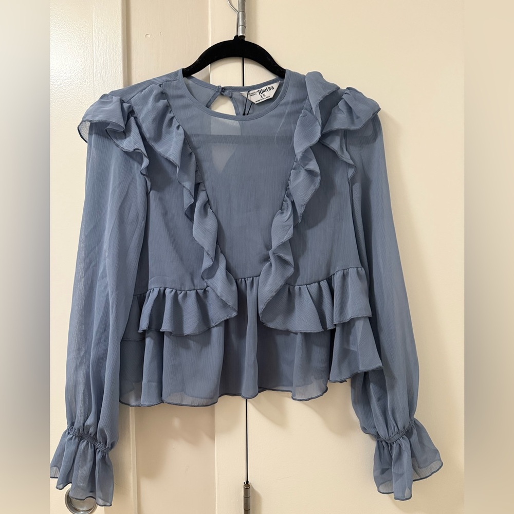 Primark Light Blue Ruffle Blouse